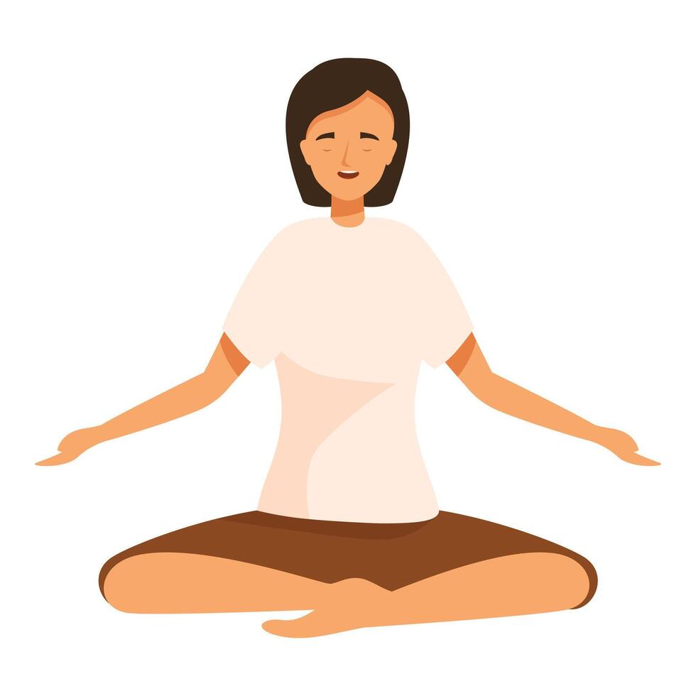 Young woman meditating in lotus pose practicing yoga for mindfulness and relaxation vector
