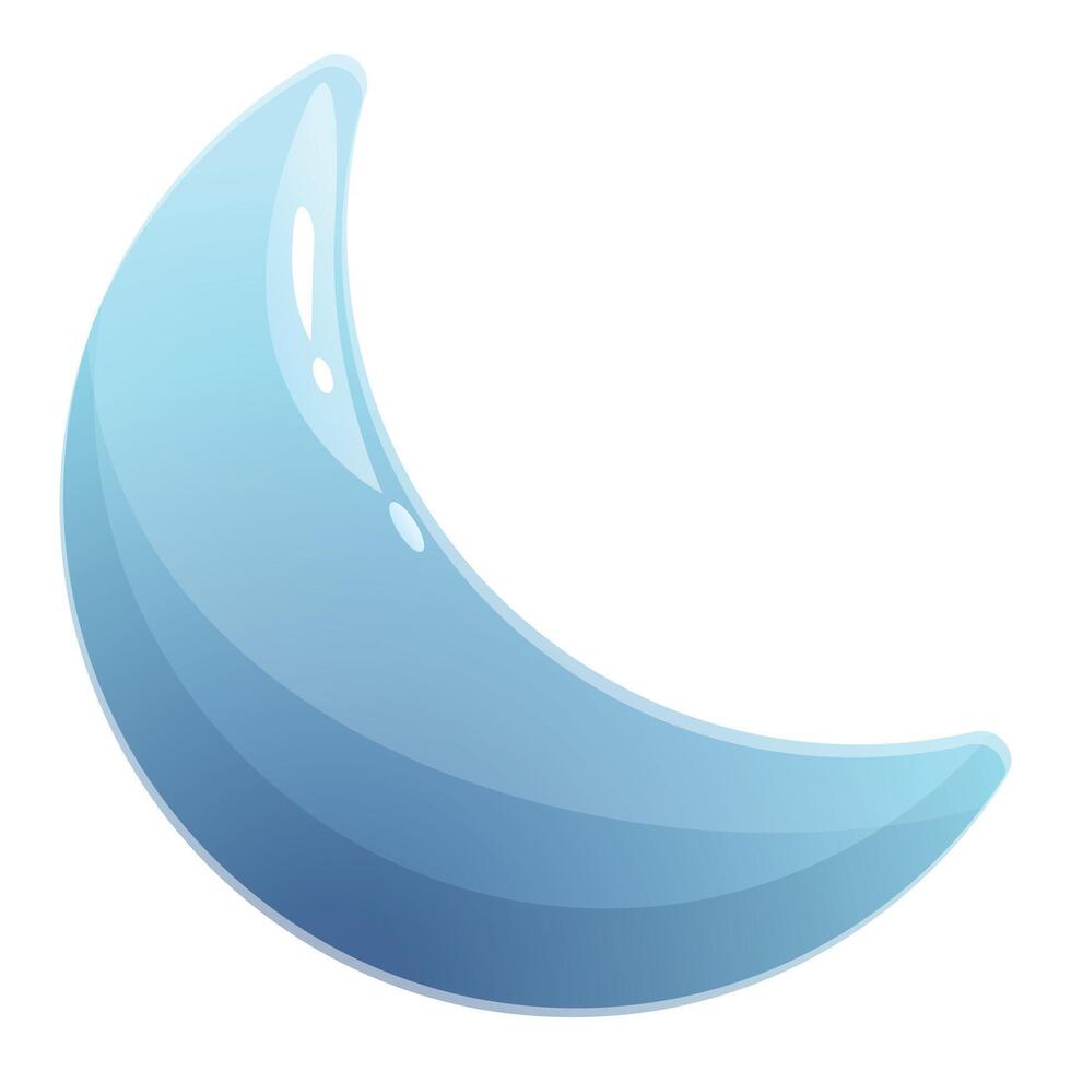 Blue glossy crescent moon shining in the night sky vector