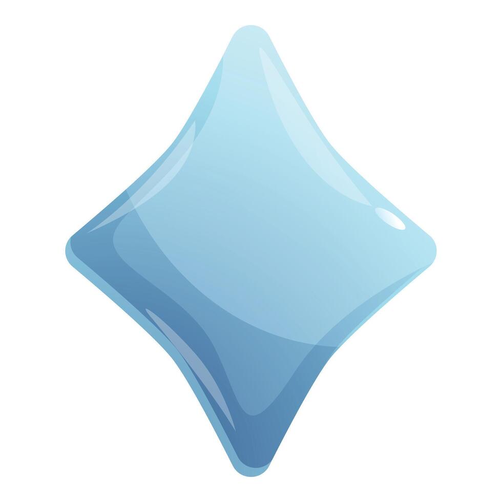 Shiny blue diamond shape reflecting light with cartoon style vector