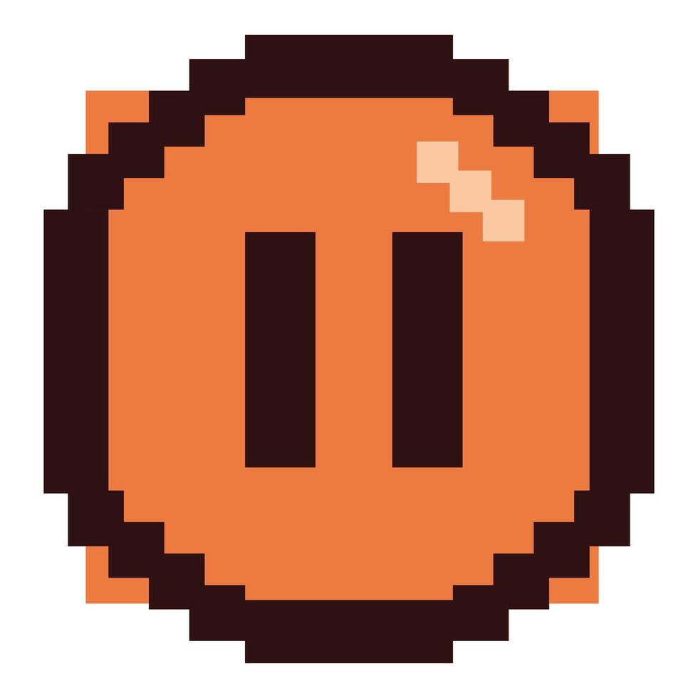 Pixel art pause button icon showing stop function vector