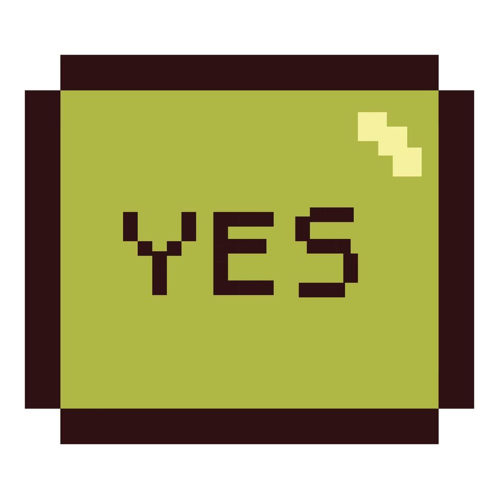 Pixel art showing yes on green digital screen vector