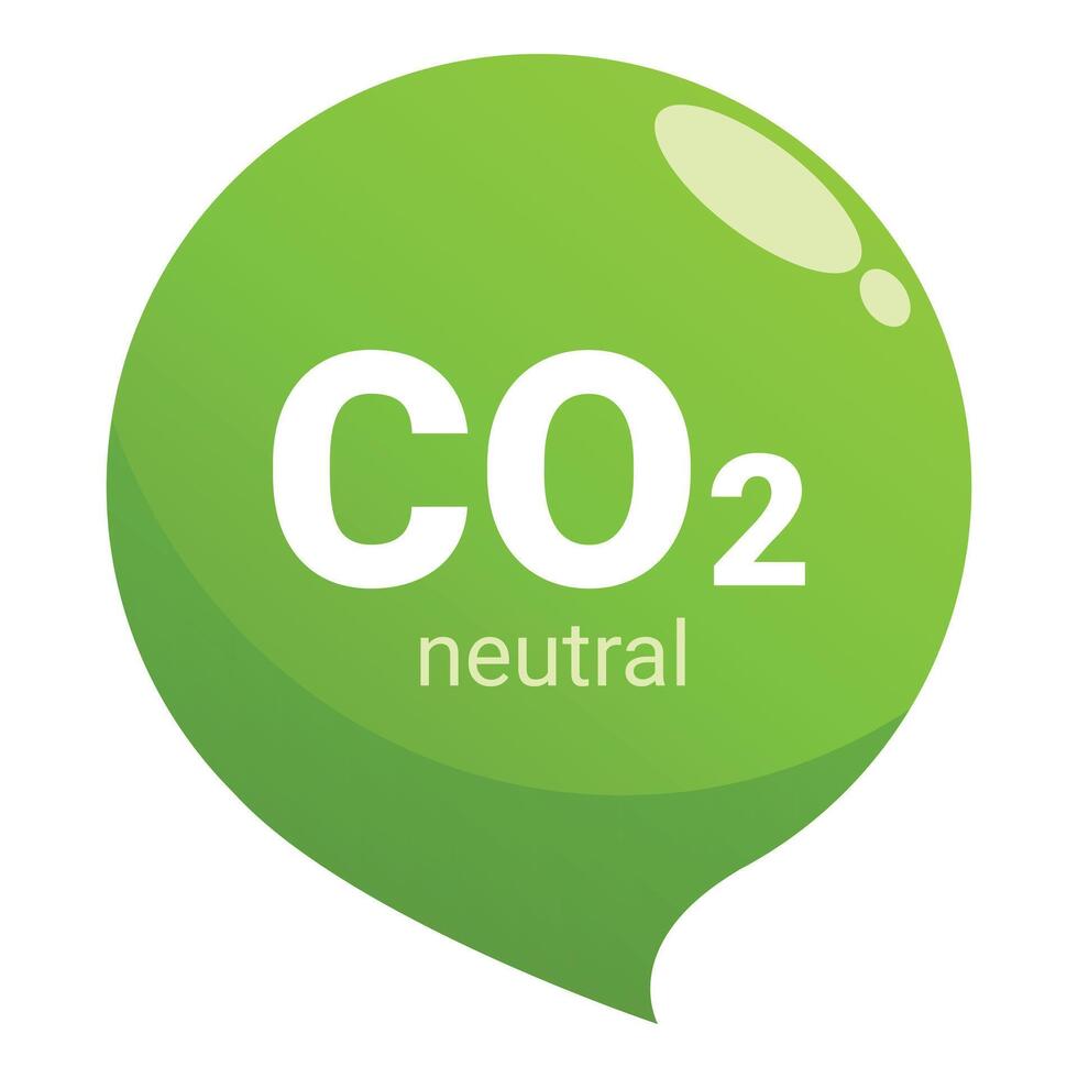 Green glossy speech bubble showing co2 neutral concept vector