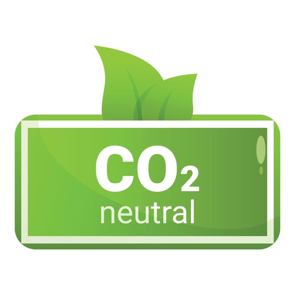 Green glossy co2 neutral icon showing environmental responsibility vector