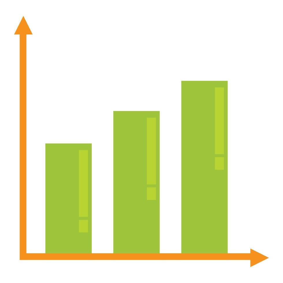 Green bar chart growing upwards showing business success vector