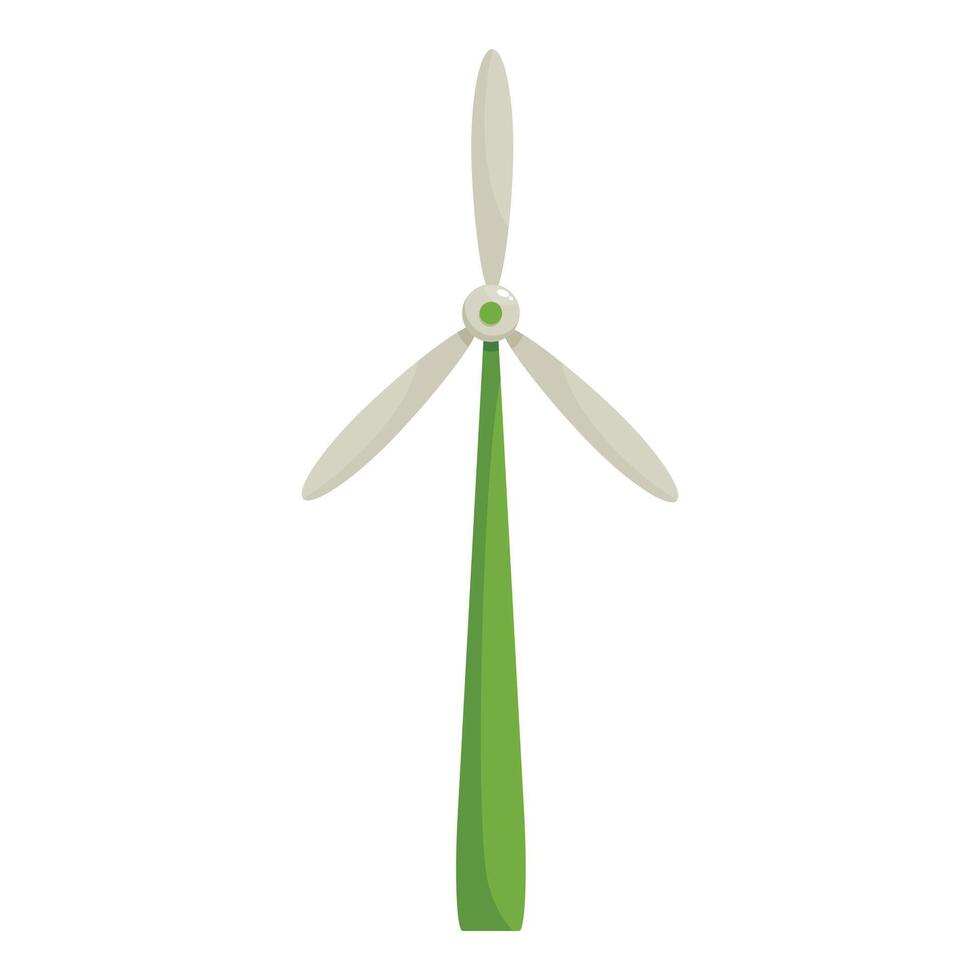 Green wind turbine generating renewable energy on white background vector