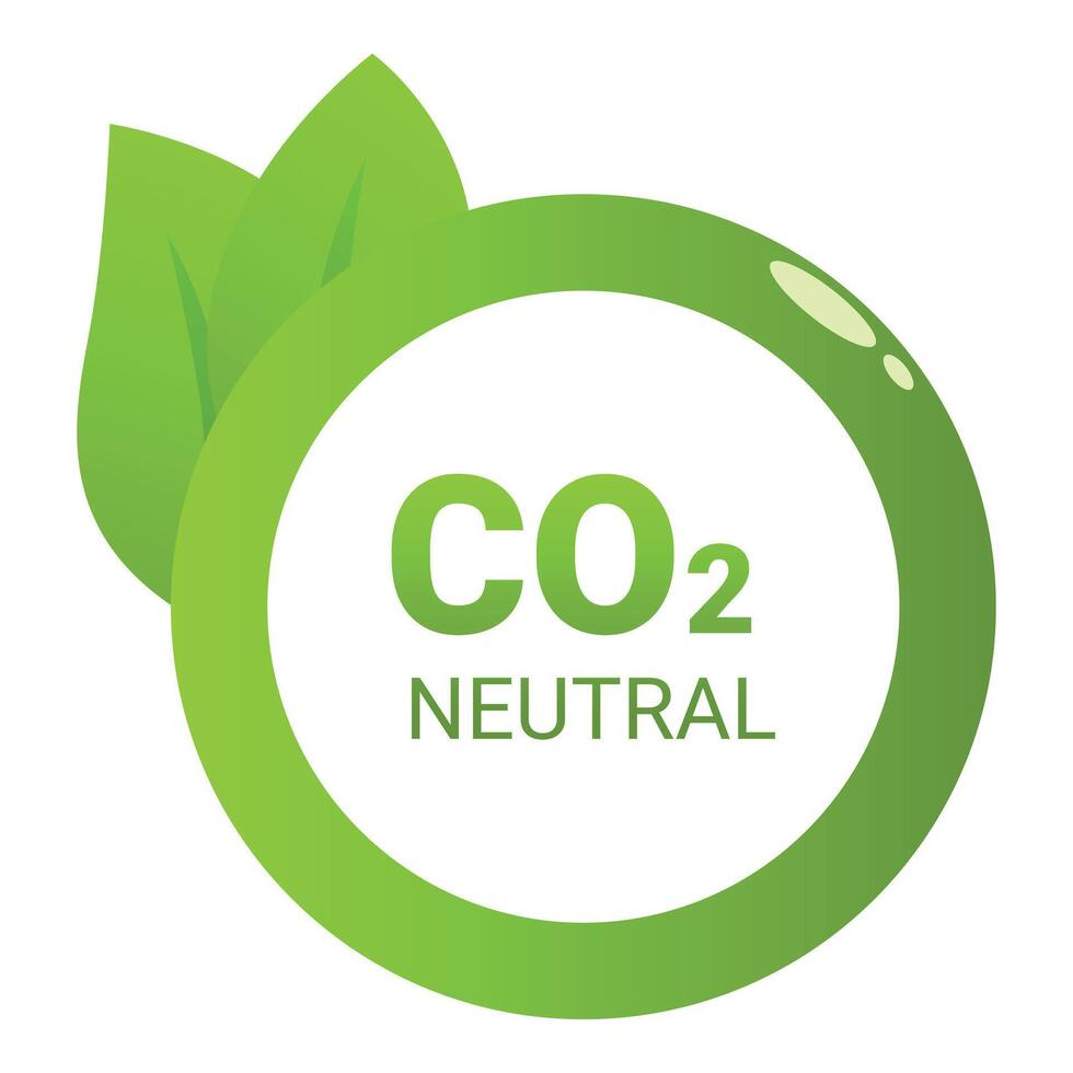 Green co2 neutral icon showing zero carbon emission vector