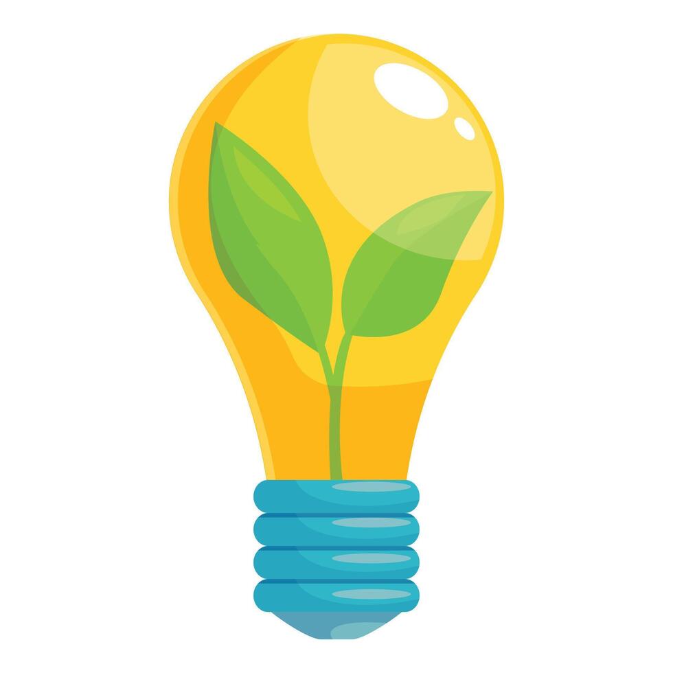 Green energy concept with light bulb and leaves growing inside vector