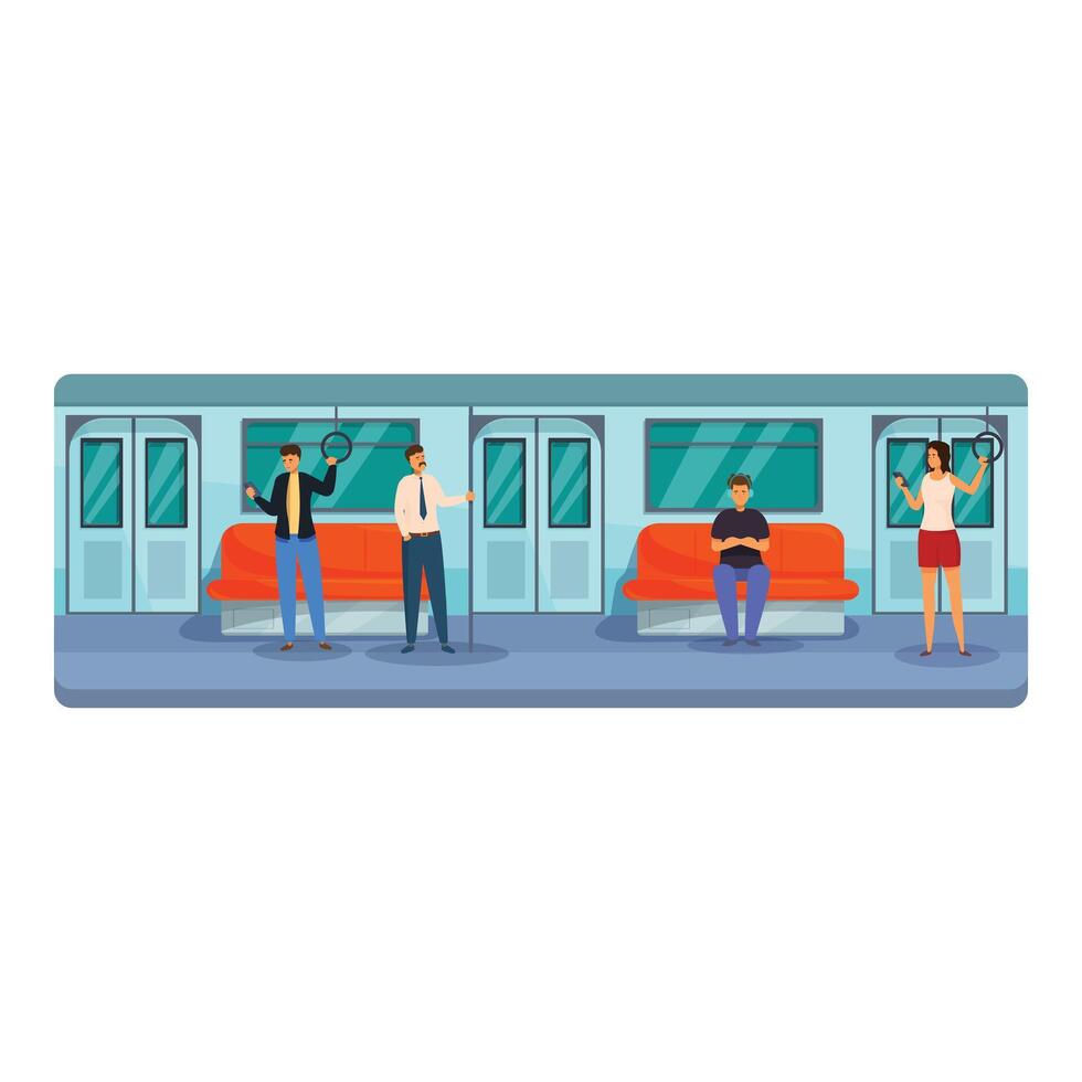 Passengers are using public transport, waiting for their station vector
