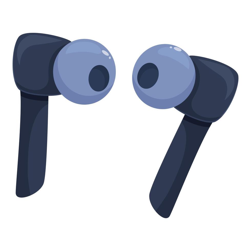 Pair of wireless bluetooth earbuds laying on white background vector