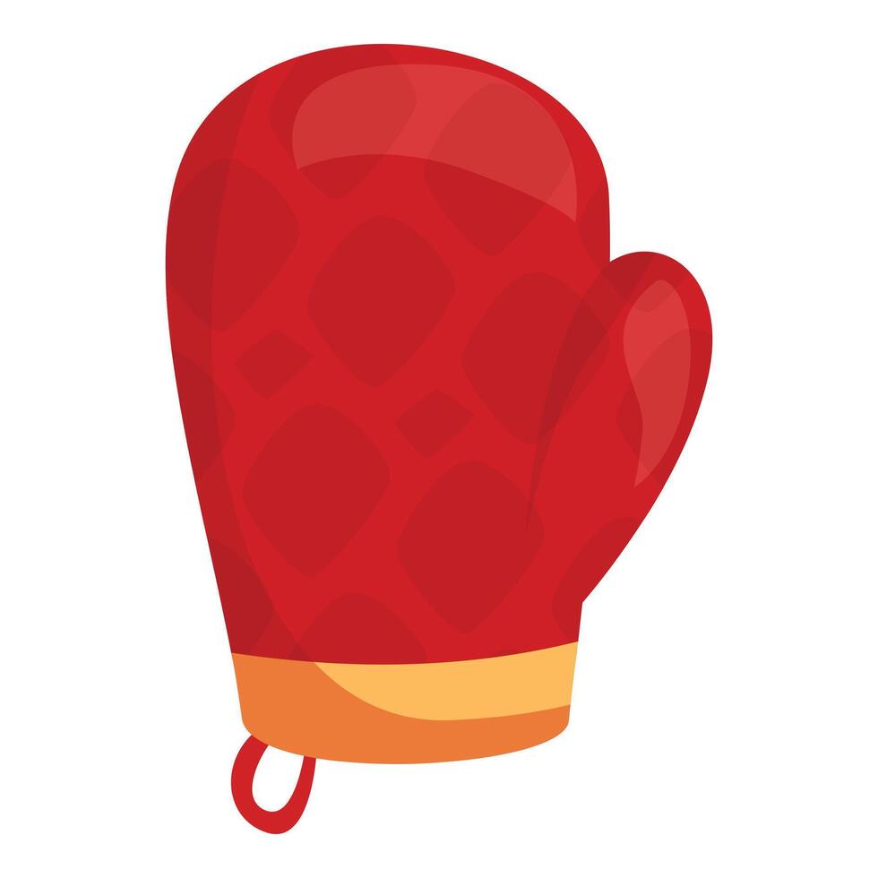 Red oven mitt protecting from hot kitchenware vector