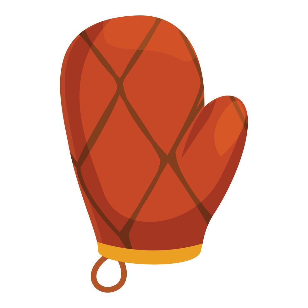Orange oven mitt protecting hand from burns while cooking vector