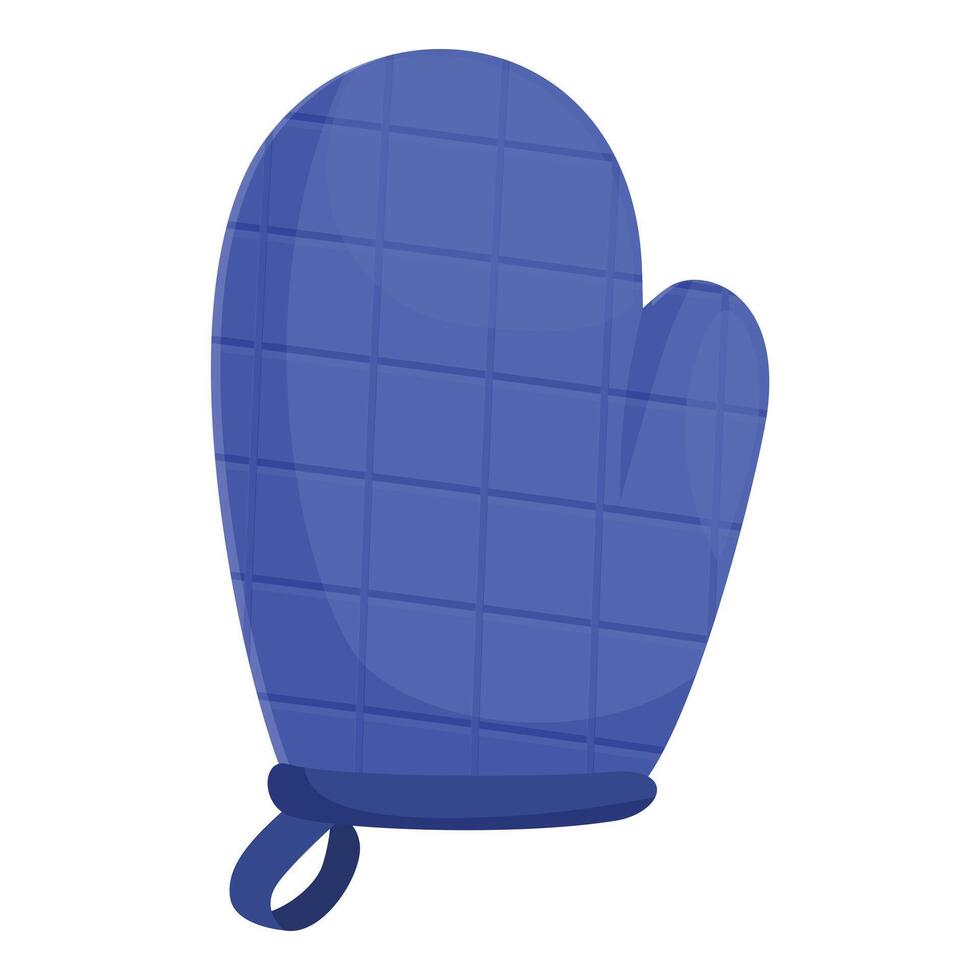 Blue oven mitt protecting hand from hot dishes vector