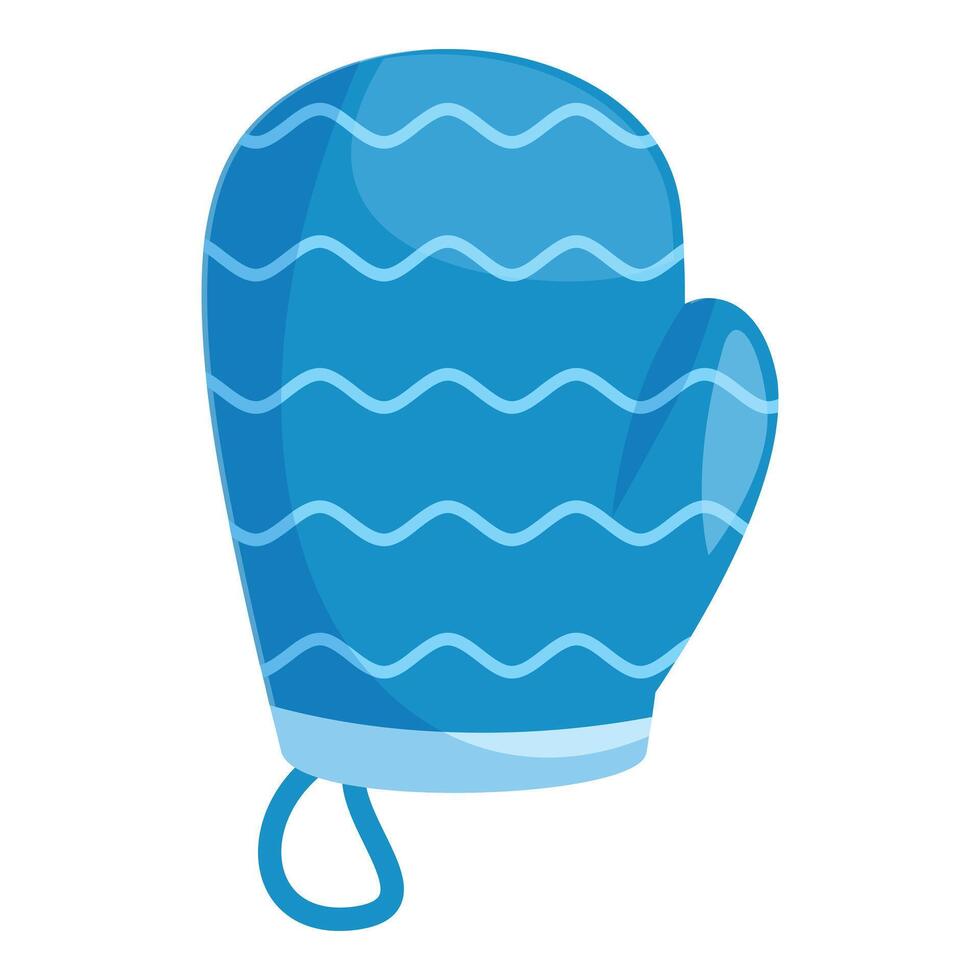 Blue oven mitt protecting from hot temperatures while cooking vector