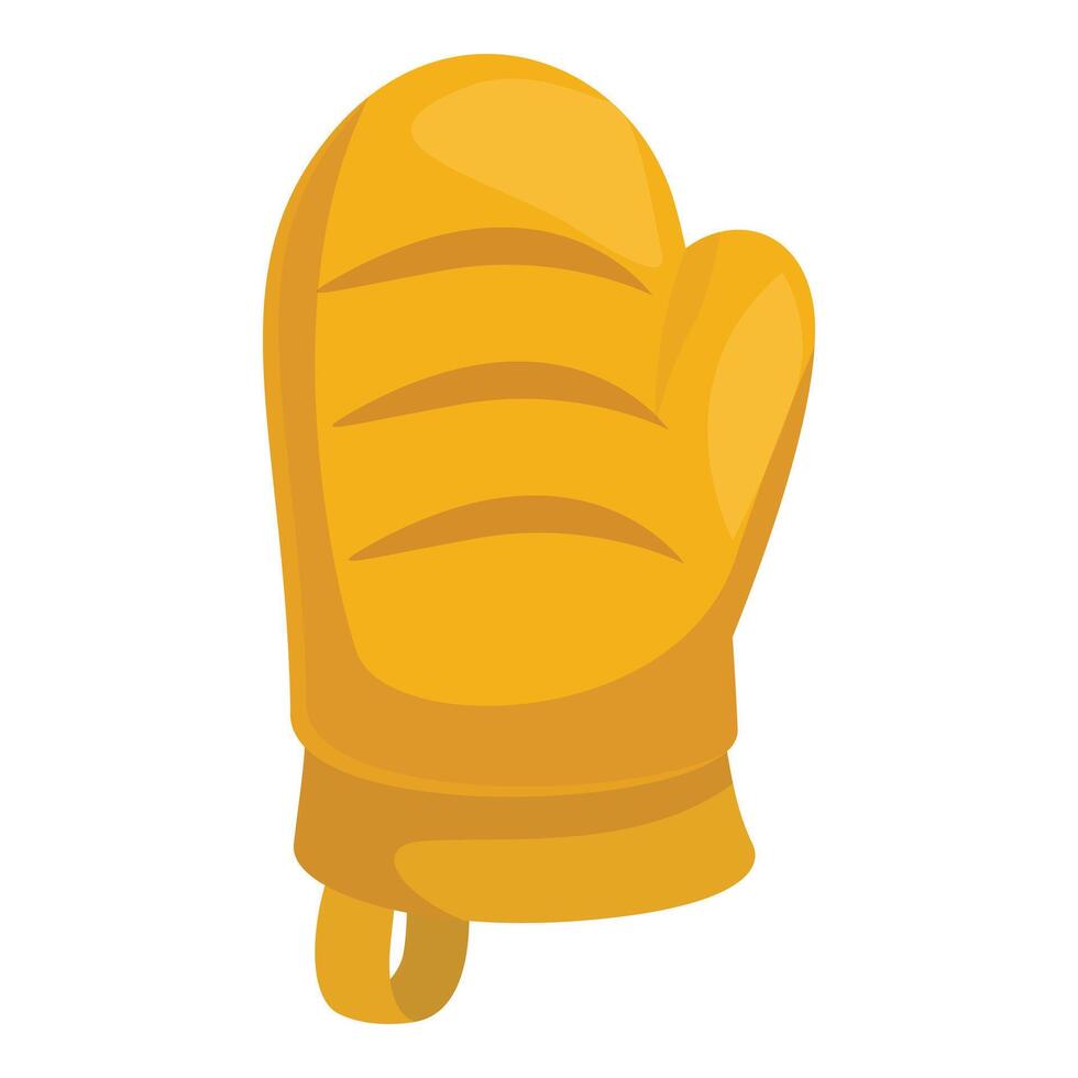 Protective yellow oven mitt for safely handling hot objects vector