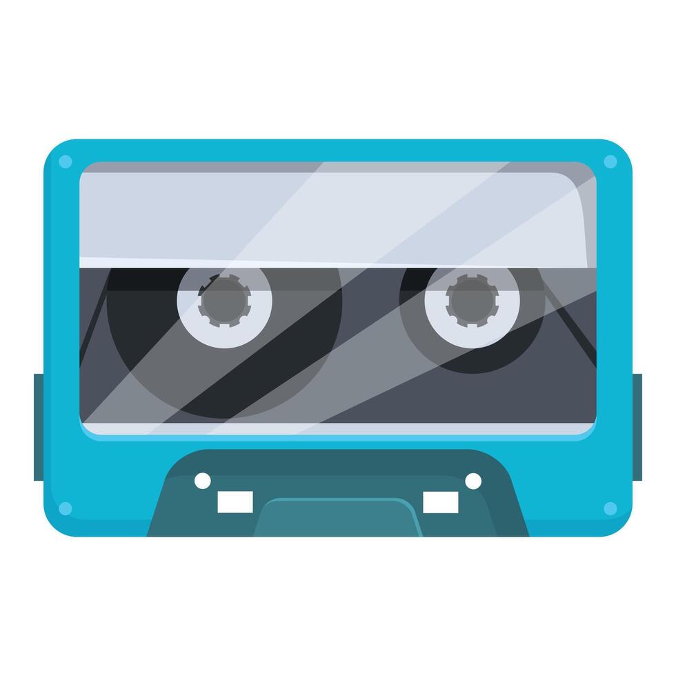 Blue audio cassette tape playing music vector