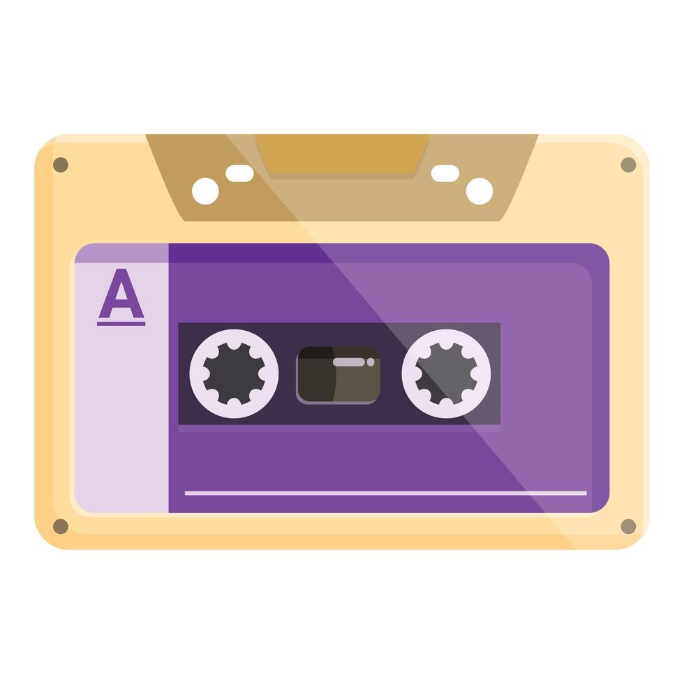 Purple audio cassette tape lying on white background vector