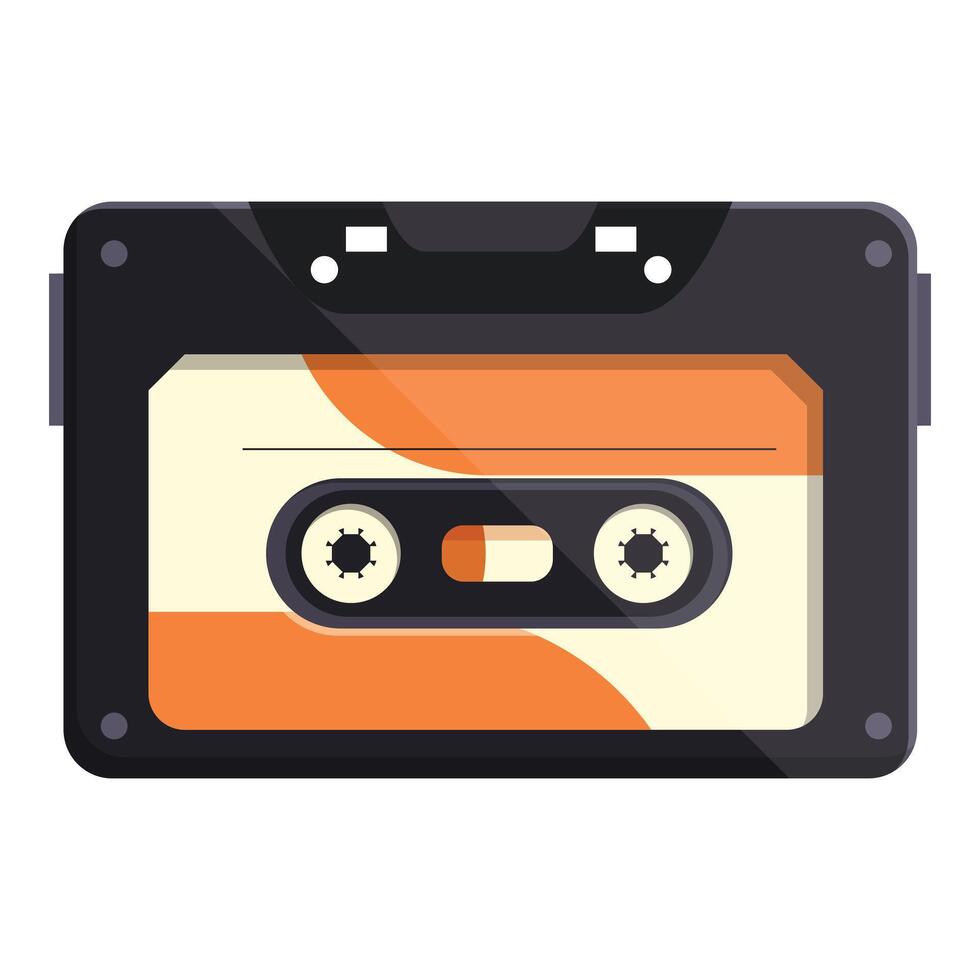 Audio cassette tape playing music from the eighties vector