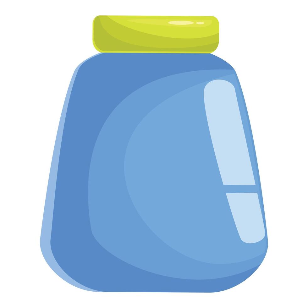 Blue plastic jar with green cap is standing on white background vector