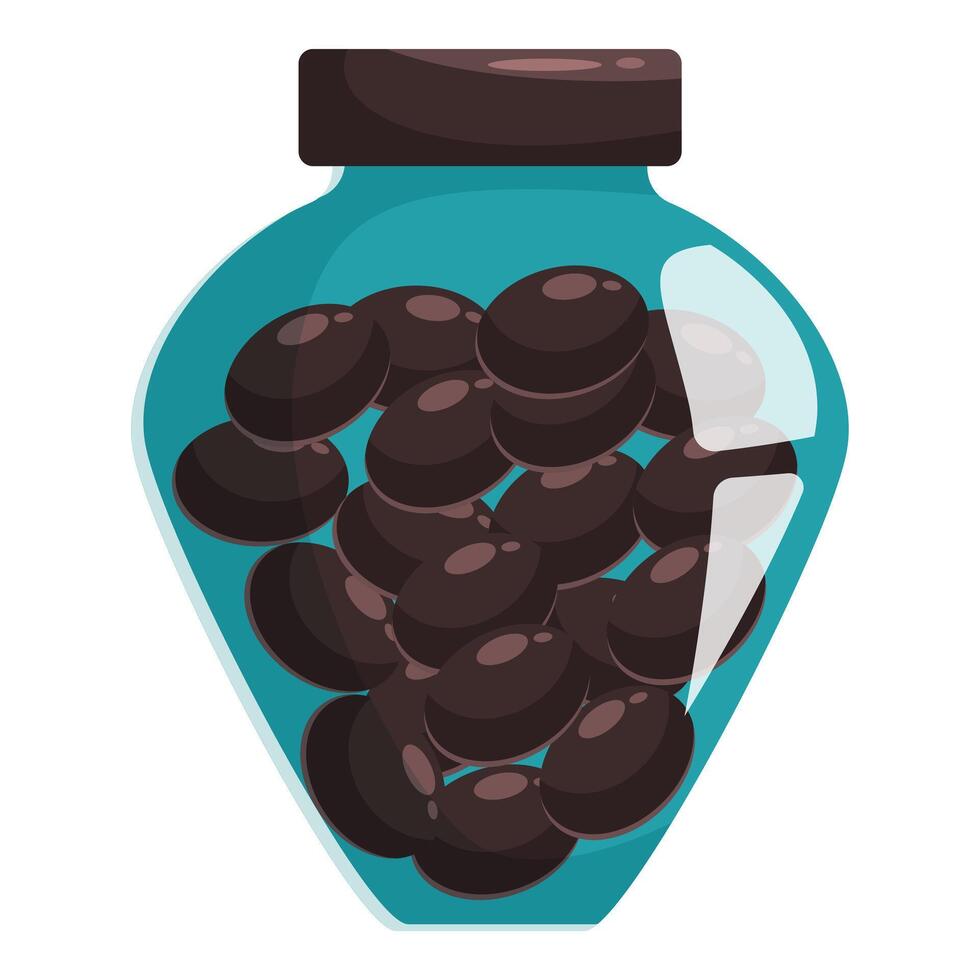 Glass jar full of black olives isolated on white background vector