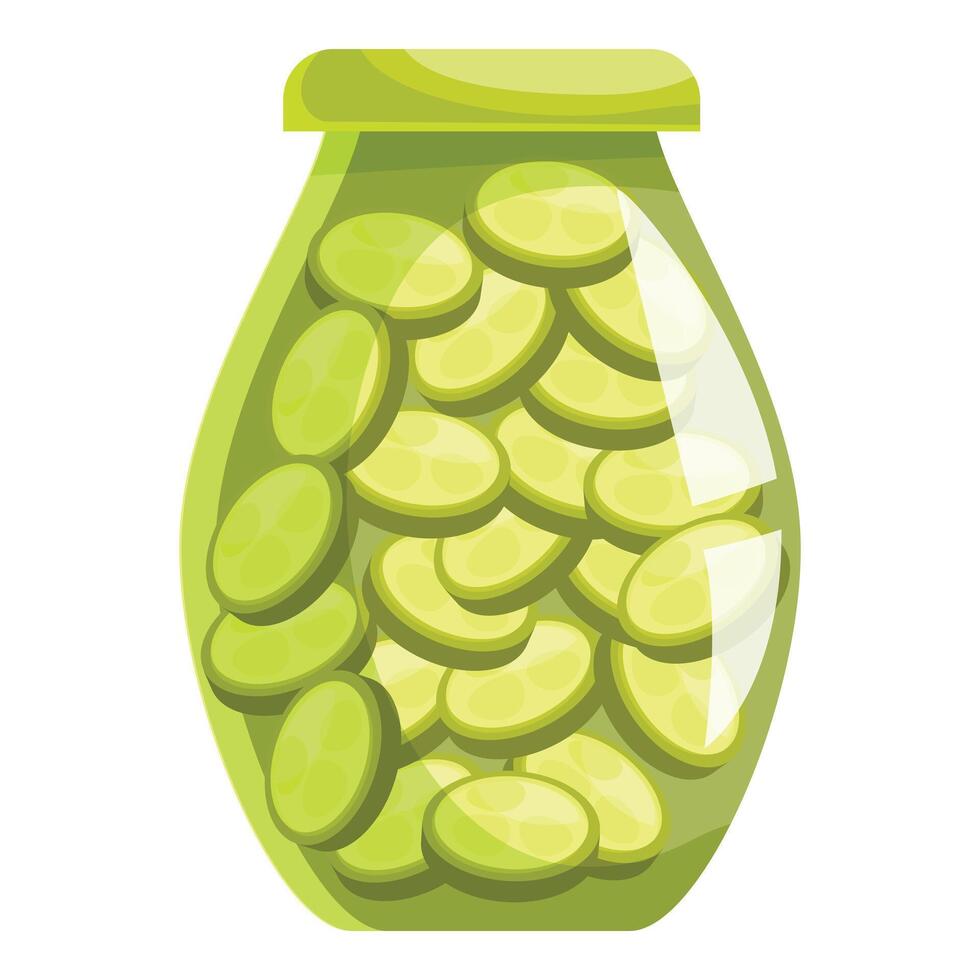 Glass jar filled with sliced pickled cucumbers preserving food vector