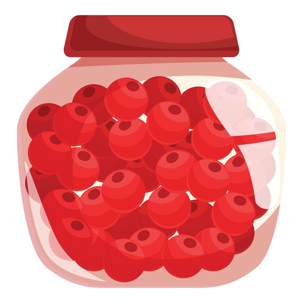 Glass jar filled with ripe red currants preserving vitamins vector