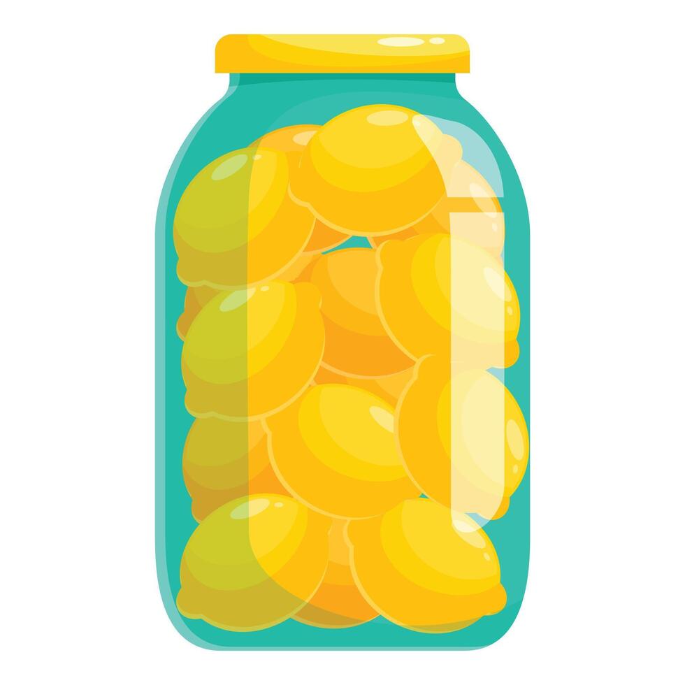 Glass jar full of ripe yellow lemons preserving the freshness of summer vector