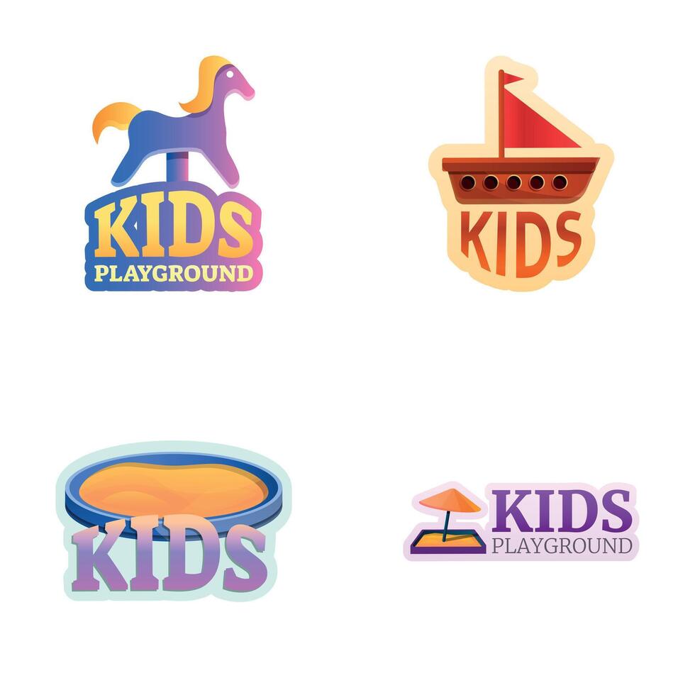 Children zone icons set cartoon vector. Children room advertisement vector
