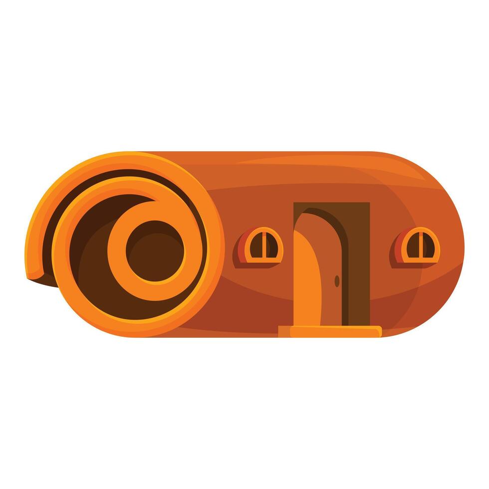 Unusual round orange house building with spiral entrance vector