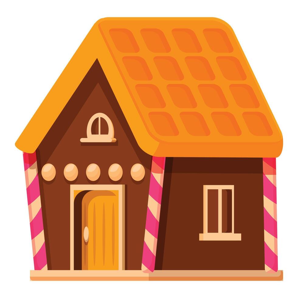 Gingerbread fantasy house standing with striped candy canes vector