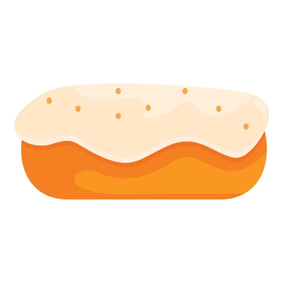 Eclair with white chocolate icing and chocolate drops is waiting to be eaten vector