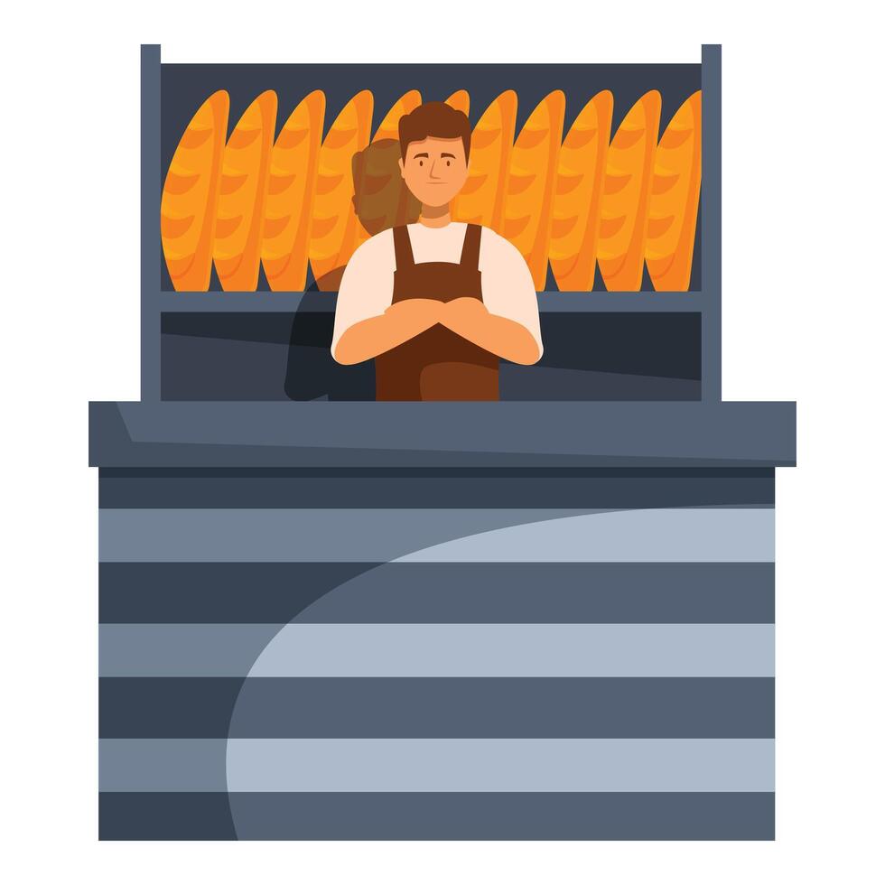 Baker waiting for customers in his bakery vector