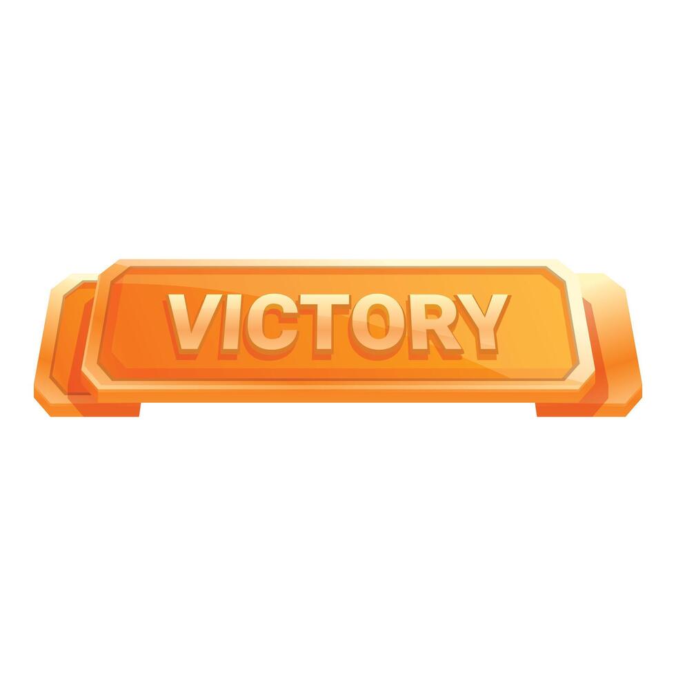 Orange victory sign announcing winning status in online game vector