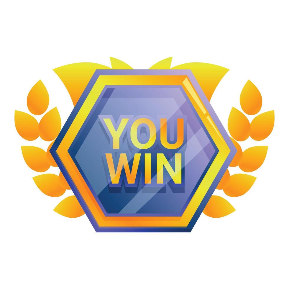 Hexagon you win sign with laurel wreath is symbolizing victory vector