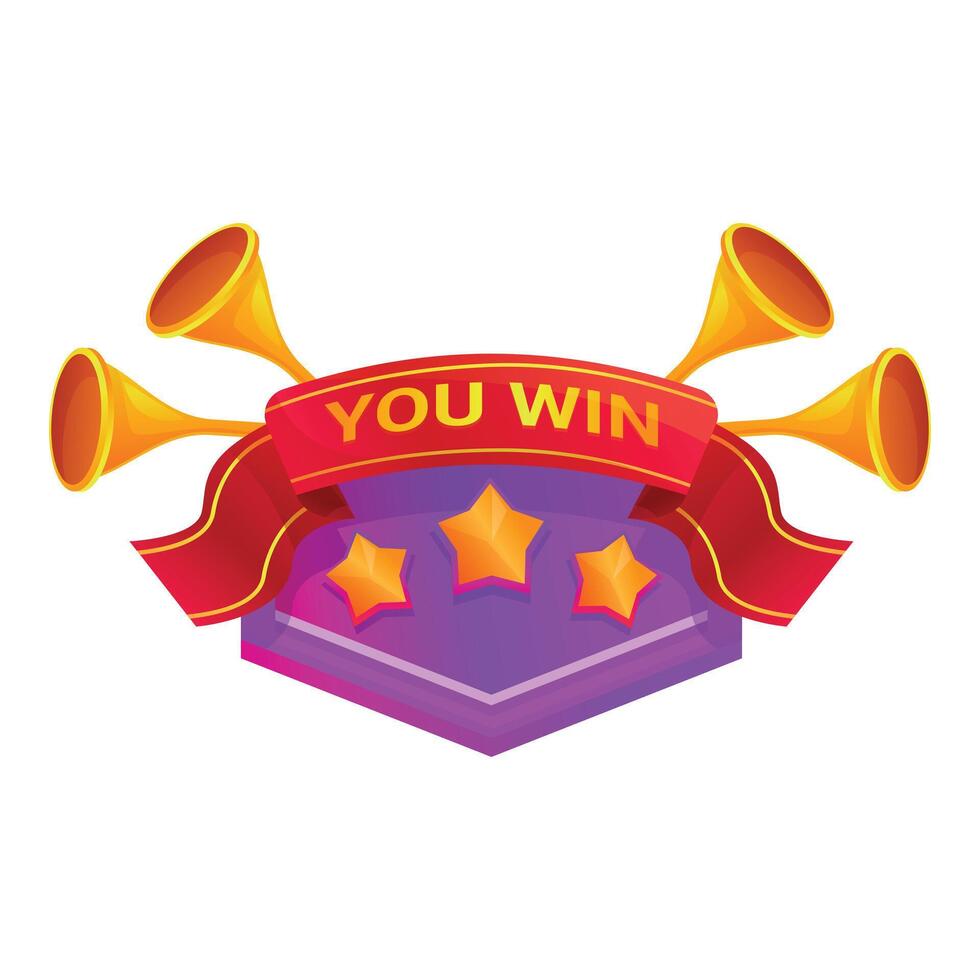 You win banner with golden trumpets announcing victory vector
