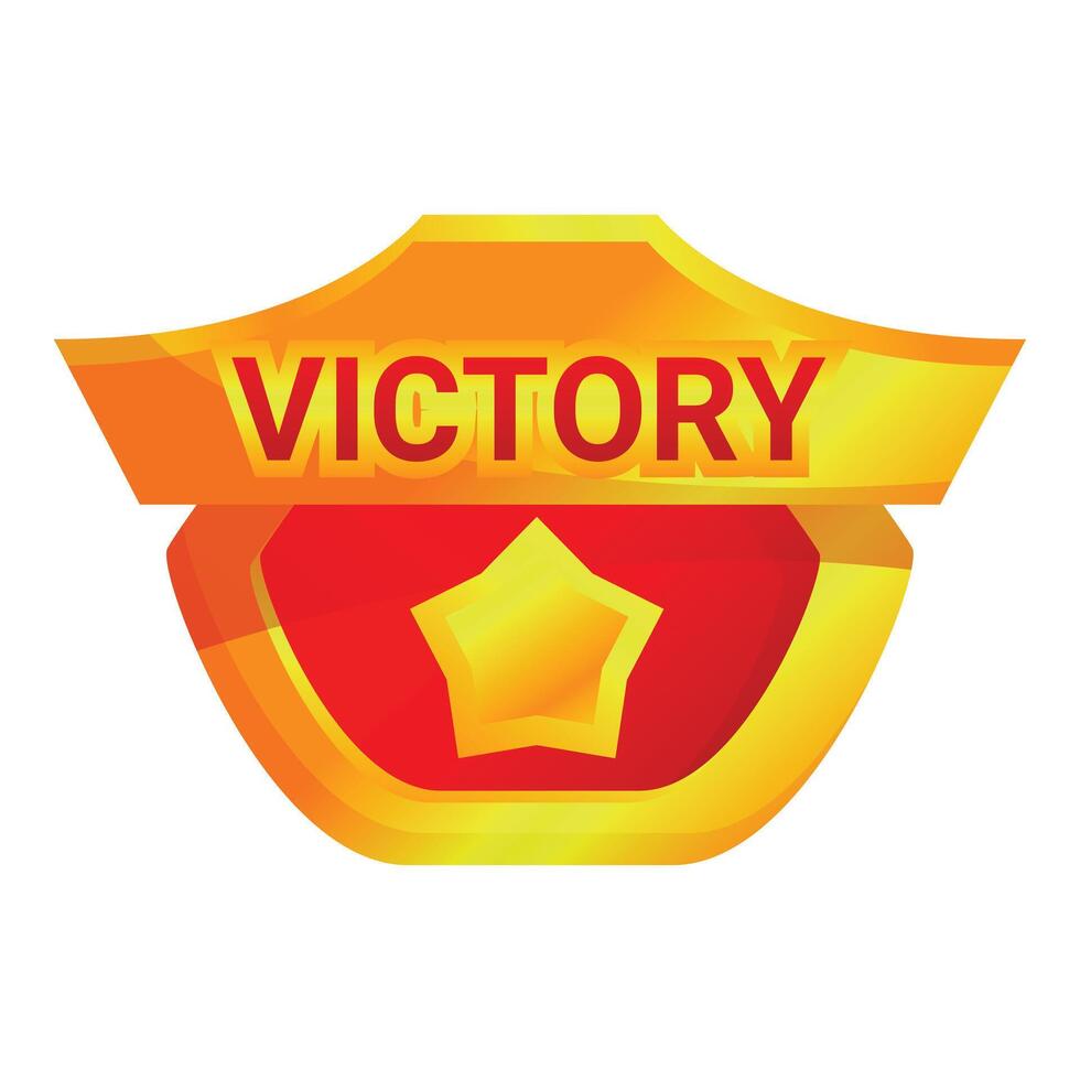 Golden victory sign with ribbon for competition vector