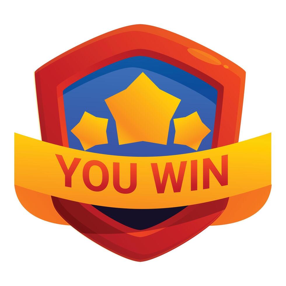 You win sign with golden stars showing victory and success vector