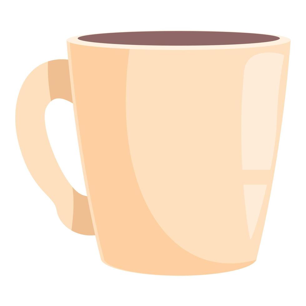 Beige cup holding hot beverage with handle for drinking vector