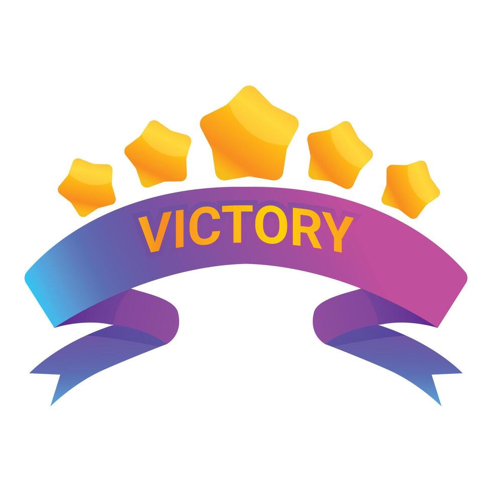 Gradient ribbon declaring victory with five stars vector