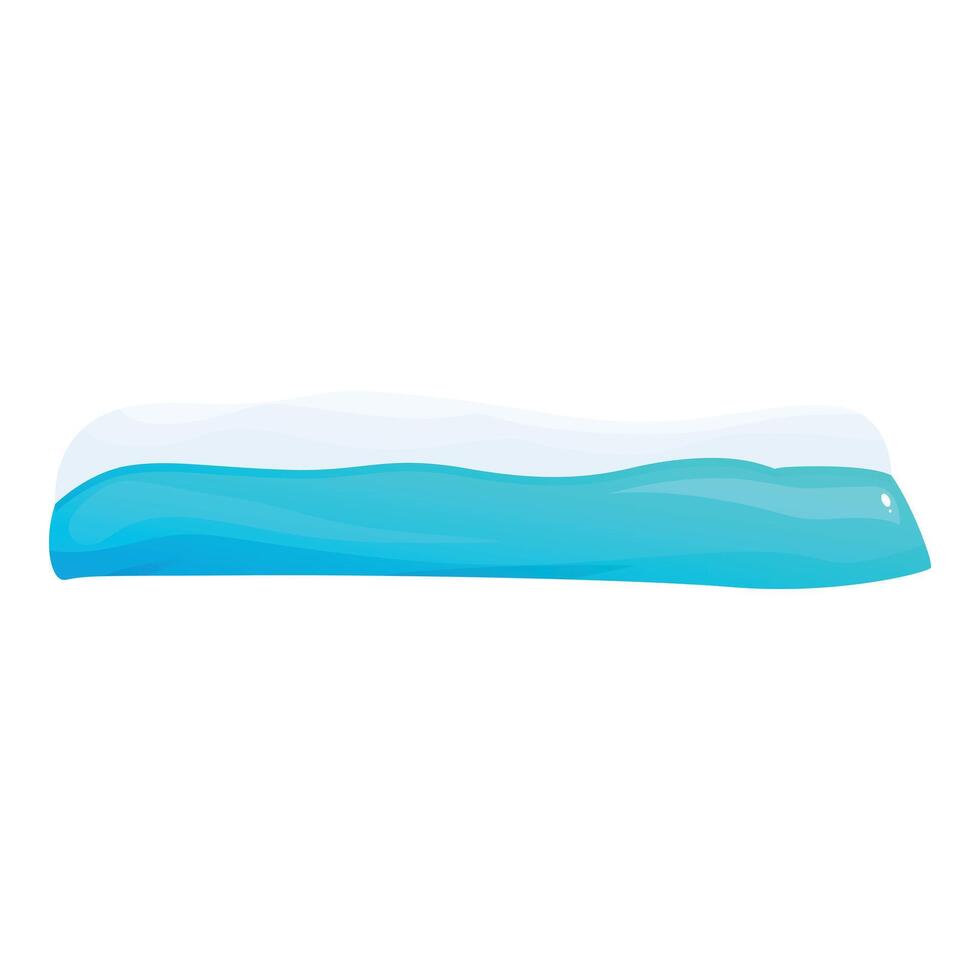 Blue water flowing under a layer of ice with snow on top vector
