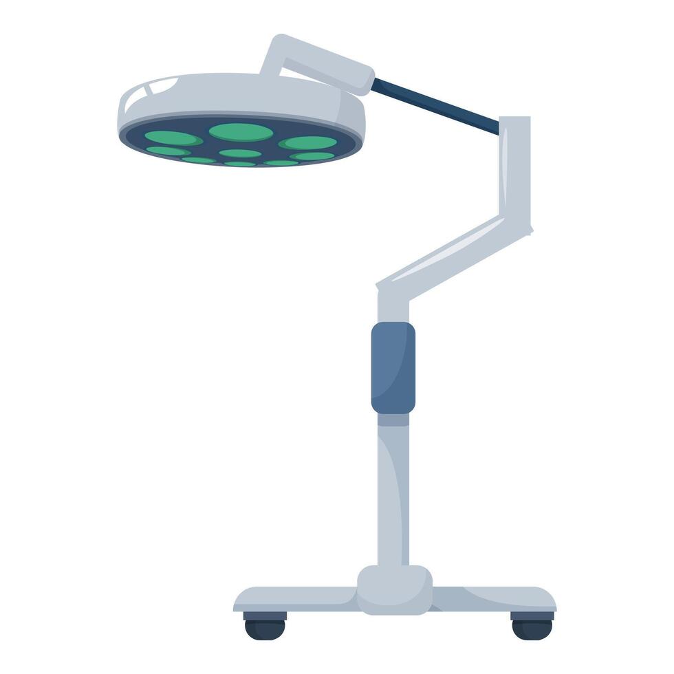 Surgical lamp standing on wheels providing light during operation vector