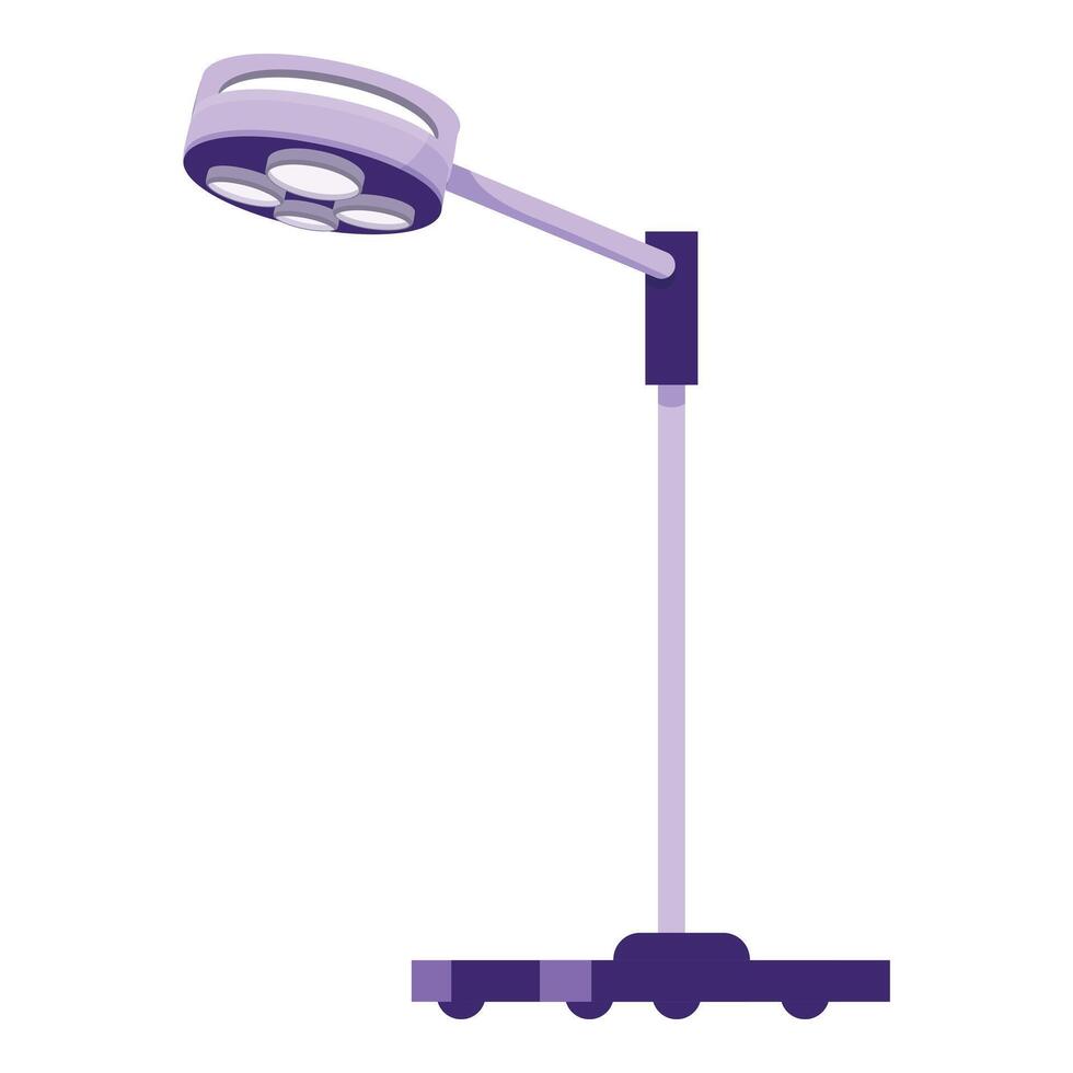 Surgical lamp standing on wheels casting light for operation vector