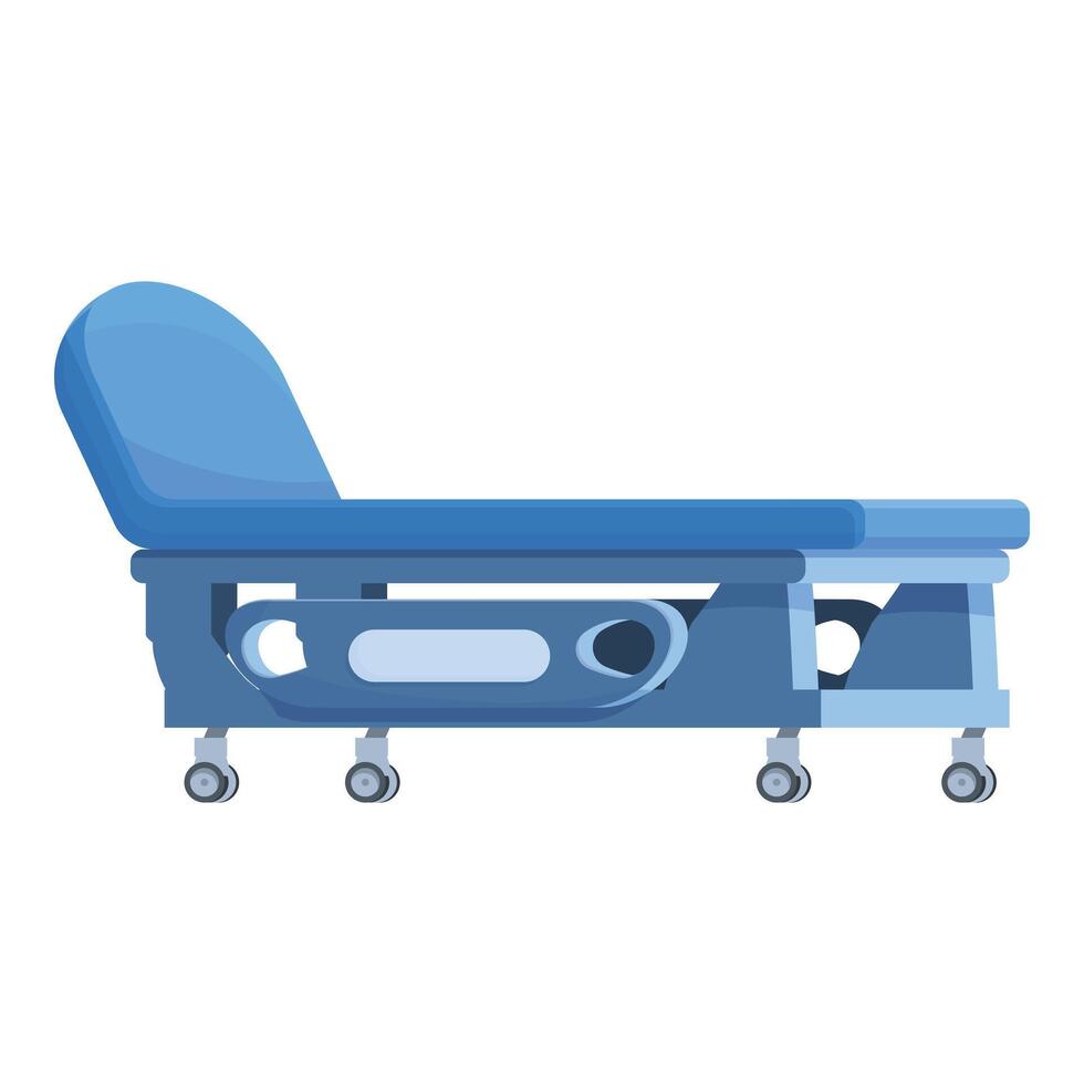 Blue medical couch standing on wheels isolated on white background vector
