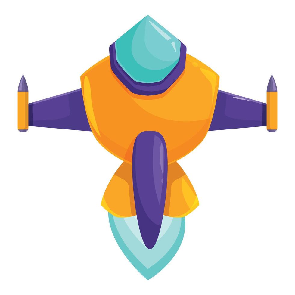 Cartoon spaceship flying and leaving a blue trail vector