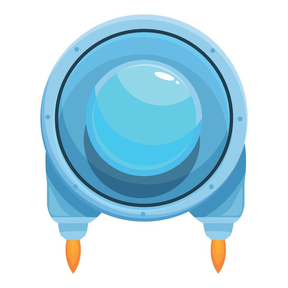Cartoon spaceship flying in space with fire vector
