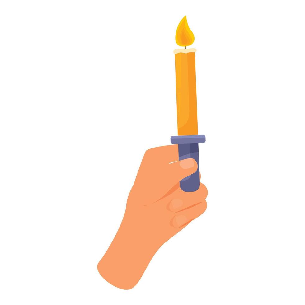 Hand holding a lit candle symbolizing hope and remembrance vector