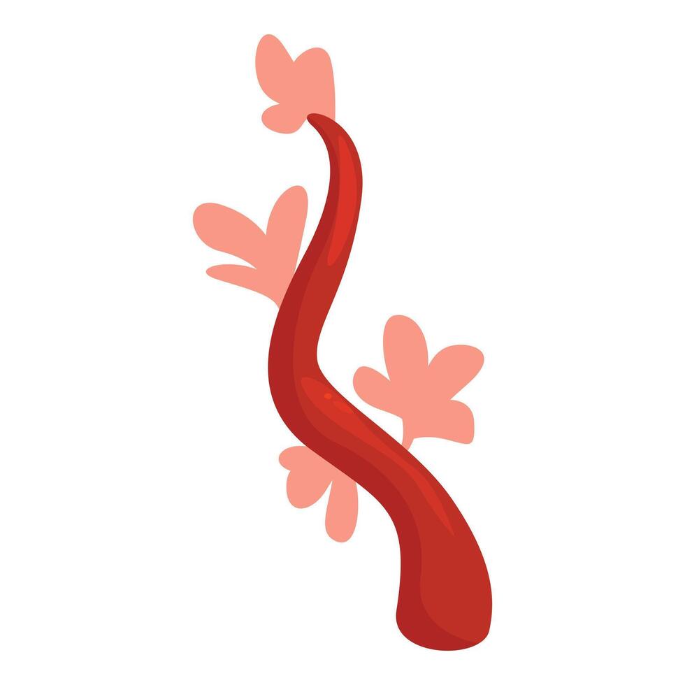 Red fantasy liana with leaves growing upward vector
