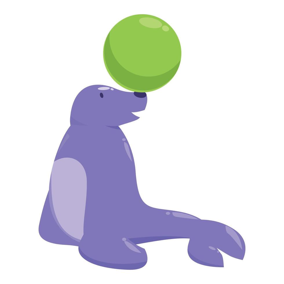 Circus seal balancing green ball on nose vector