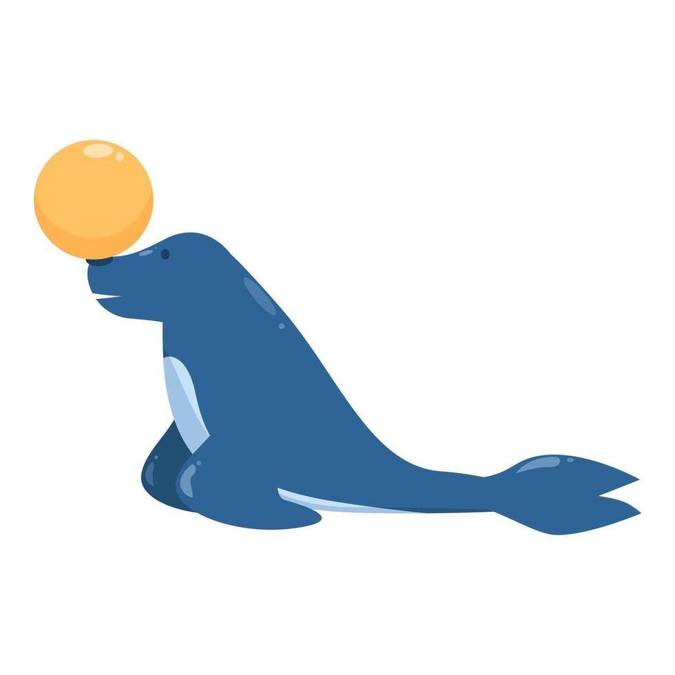 Circus seal balancing ball on nose performing trick vector
