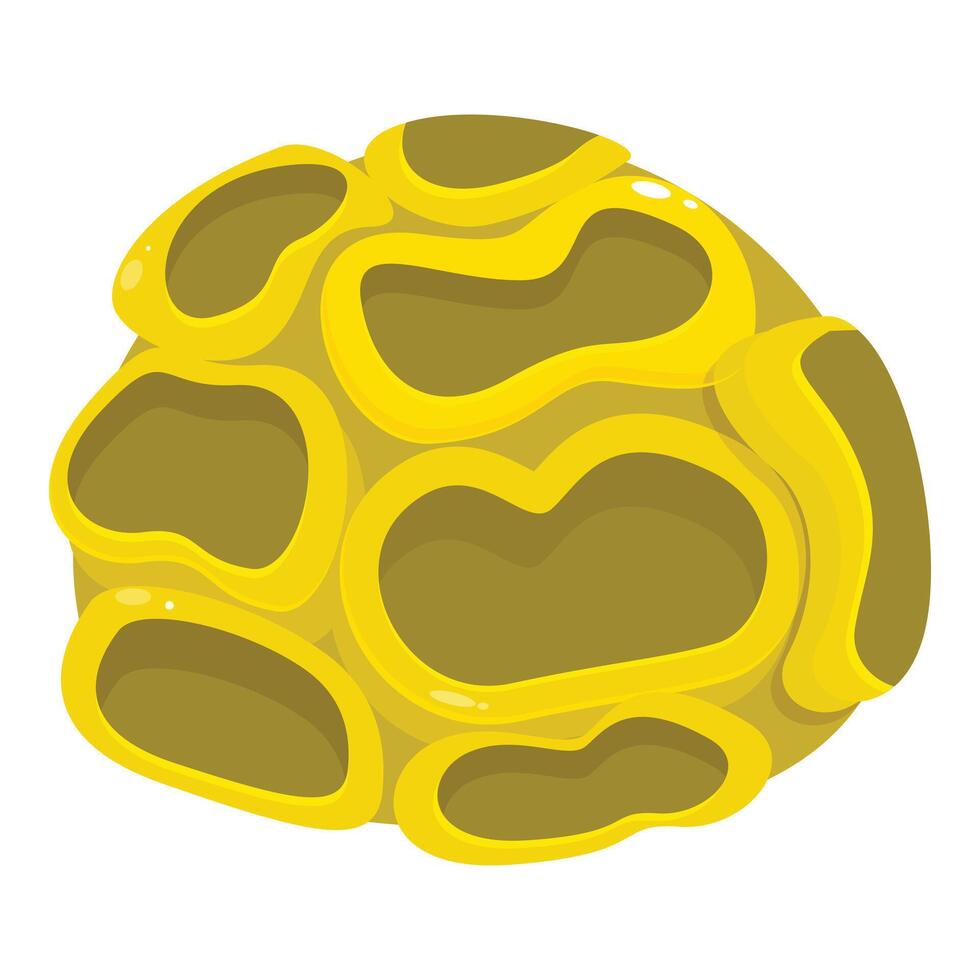 Yellow porous stone with holes is lying on surface vector