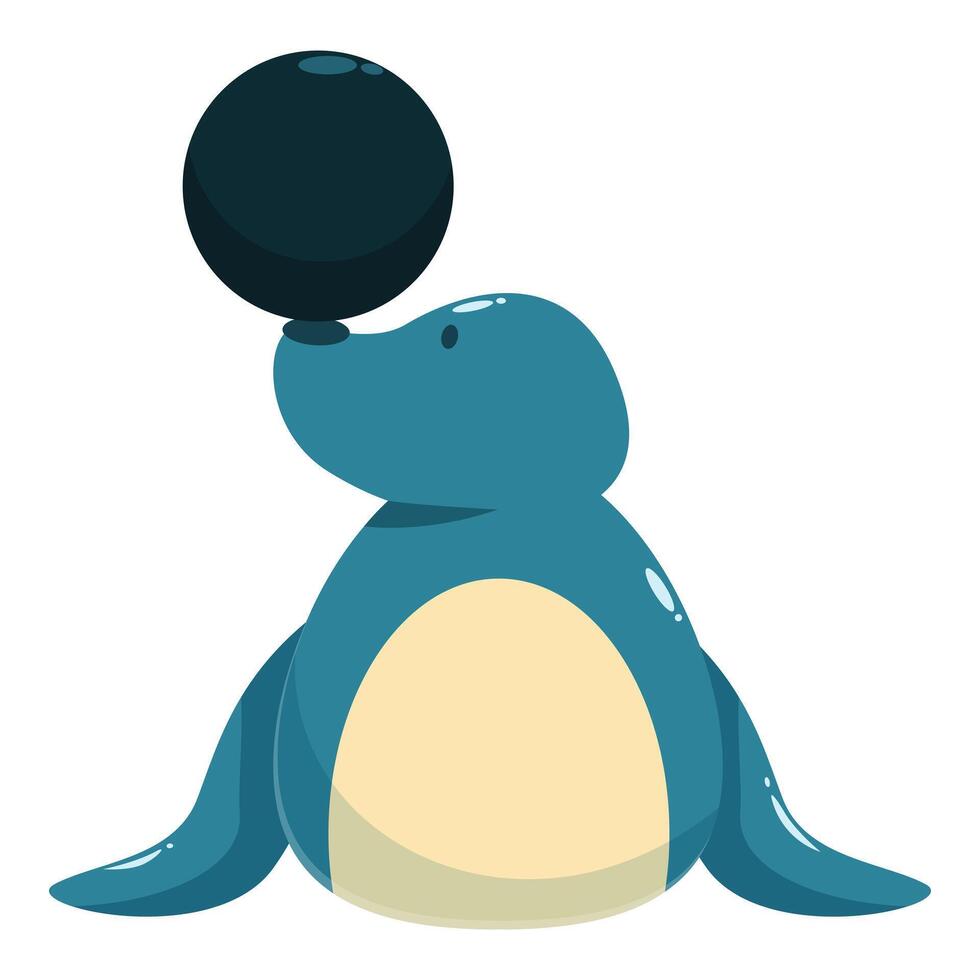 Cartoon seal balancing a ball on its nose vector